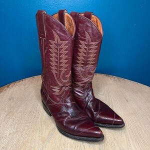Vintage Eel Skin Burgundy Western Cowboy Boots Men’s 7 / Women’s 8.5 Exotic Red